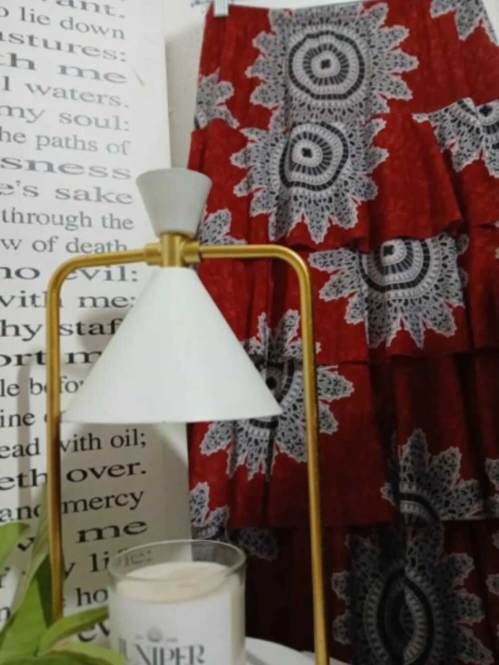 Red Patterned Ruffle Skirt - Picture 2 of 3